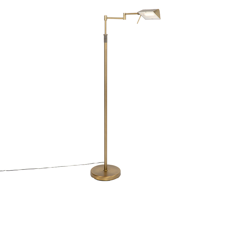 vloerlampen Design vloerlamp brons incl. LED met touch dimmer Notia StaalGlas Brons is een klassieker onder de vloerlampen. Met zijn verstelbare arm bepaal je