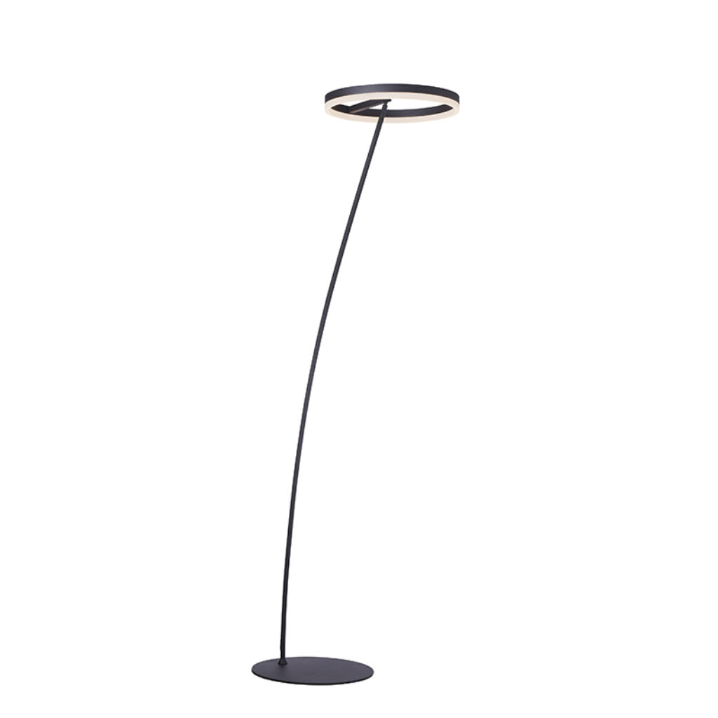 vloerlampen Design vloerlamp donkergrijs incl. LED met dimmer Damir KunststofStaal Donkergrijs Maak je design interieur af deze Deze lamp is gemaakt van