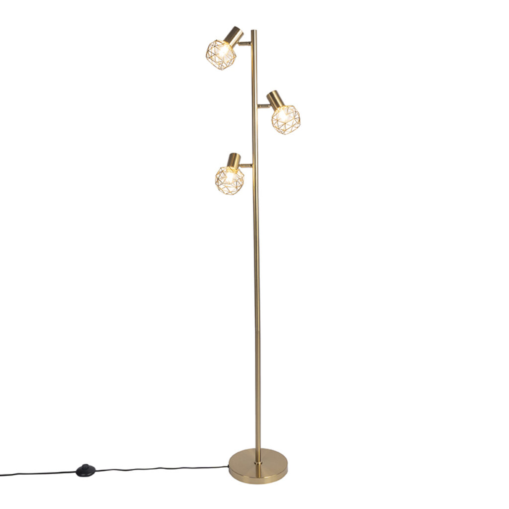 vloerlampen Design vloerlamp goud verstelbaar Mesh Staal Goud Een opvallende in huis onze De heeft hij helemaal dankzij het gouden armatuur en de open kappen