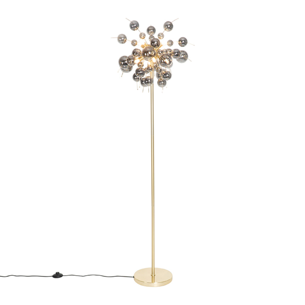 vloerlampen Design vloerlamp messing met smoke glas Explode GlasStaal Ben je op zoek naar een eyecatcher voor in woonkamer eetkamer of Zoek dan niet is
