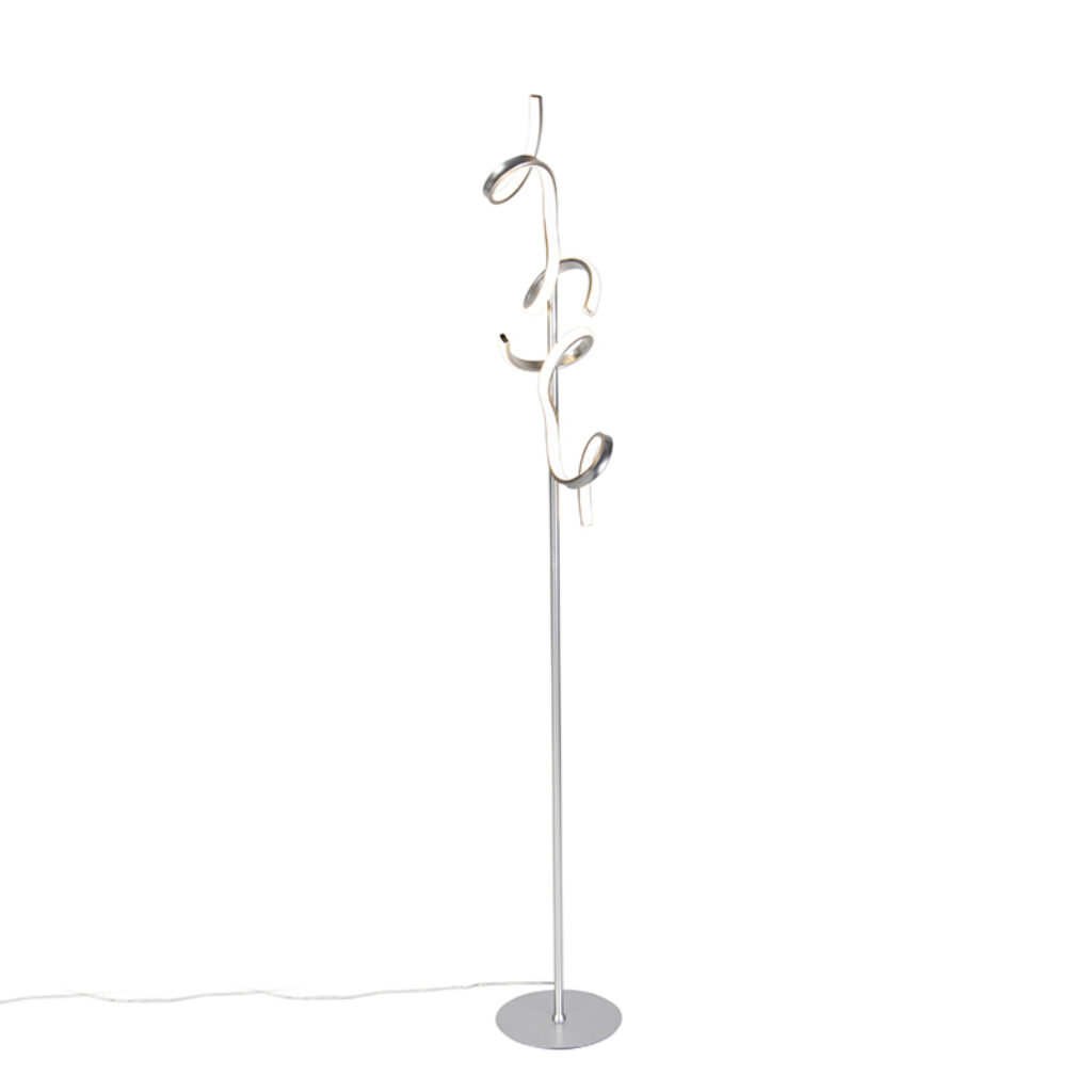 vloerlampen Design vloerlamp zilver incl. LED en dimmer Krisscross StaalAluminium Zilver Als je op zoek bent naar een design die meteen in het oog springt dan