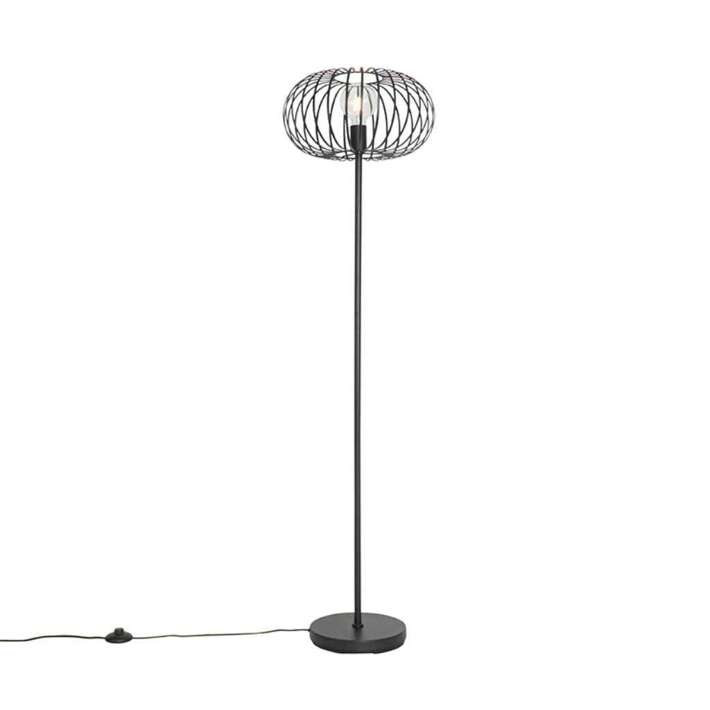 vloerlampen Design vloerlamp zwart Johanna Staal Zwart Wat een vrolijke is Zijn bollen lampenkap met open structuur zorgt voor prachtig lichteffect in de ruimte