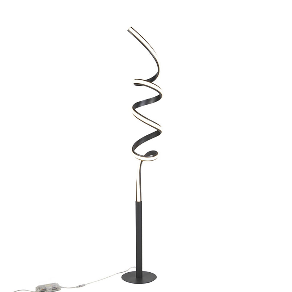 vloerlampen Design vloerlamp zwart incl. LED en dimmer Twisted Aluminium Zwart Geef een unieke twist aan je interieur met Hij is mooi afgewerkt in tijdloze