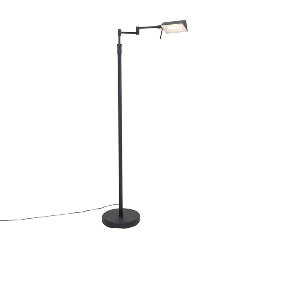 vloerlampen Design vloerlamp zwart incl. LED met touch dimmer Notia StaalGlas Zwart is een tijdloze vloerlamp. De verstelbare arm zorgt ervoor dat je zelf