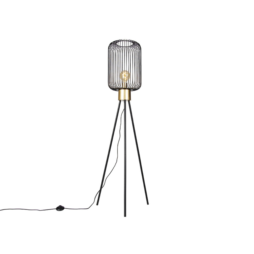 vloerlampen Design vloerlamp zwart met goud Mayelle Staal Zwart Haal een echte sfeermaker in huis deze Mayelle. Deze moderne is gemaakt van staal en afgewerkt