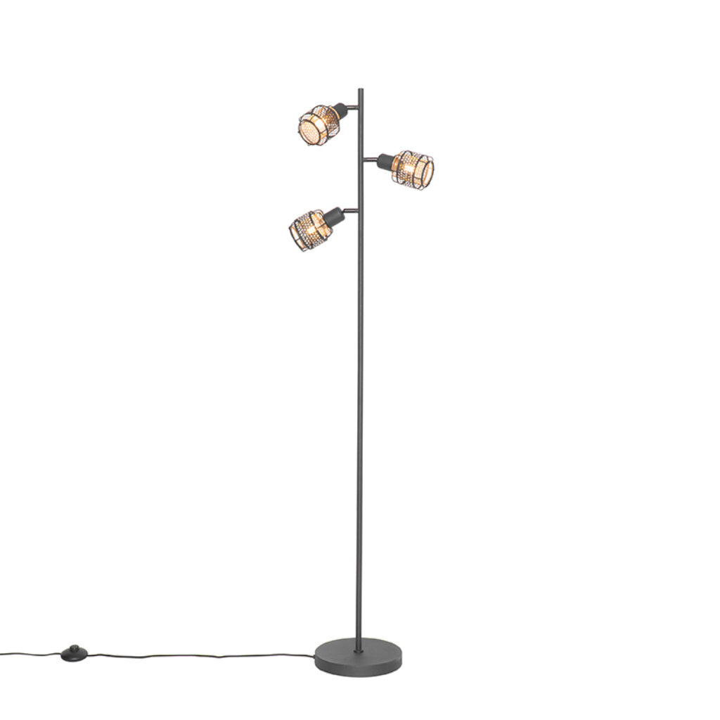 vloerlampen Design vloerlamp zwart met goud Noud Staal Zwart Een echt designstuk in huis deze Noud. Door de zwarte kleur is een echte eyecatcher. Hij heeft