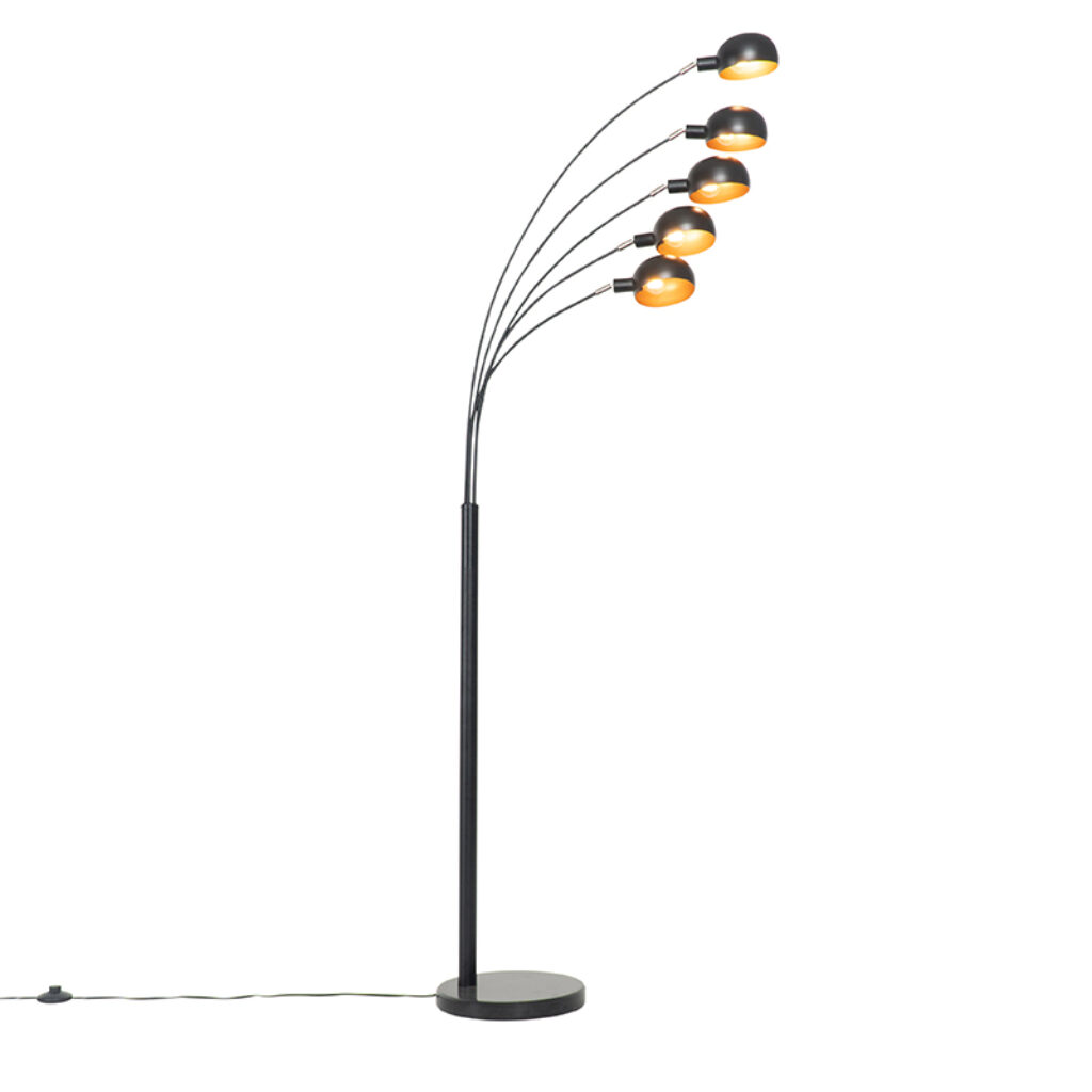 vloerlampen Design vloerlamp zwart met goud Sixties Marmo GlasMarmerStaal Goud Deze vrolijke past perfect in een design interieur. Hij is gemaakt van staal glas