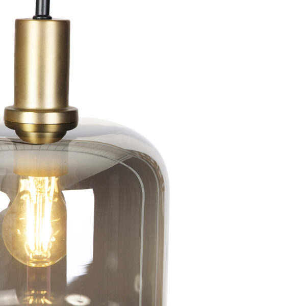 Design vloerlamp zwart met goud en smoke glas - Zuzanna - Afbeelding 2