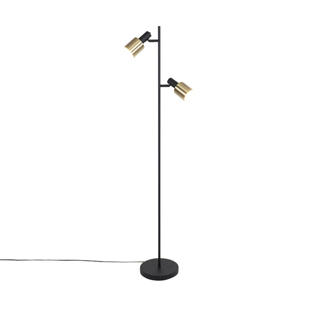 vloerlampen Design vloerlamp zwart met goud Stijn Staal Een echt designstuk in huis deze Stijn. Zijn eenvoudige vorm maakt hem juist zo De lamp is gemaakt van