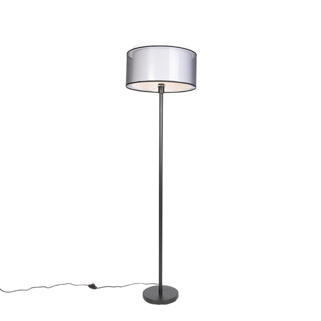 vloerlampen Design vloerlamp zwart met kap 47 cm Simplo StaalStofKunststof Zwart Vloerlamp uit het thema die echt thuishoort in een design en stijlvol interieur