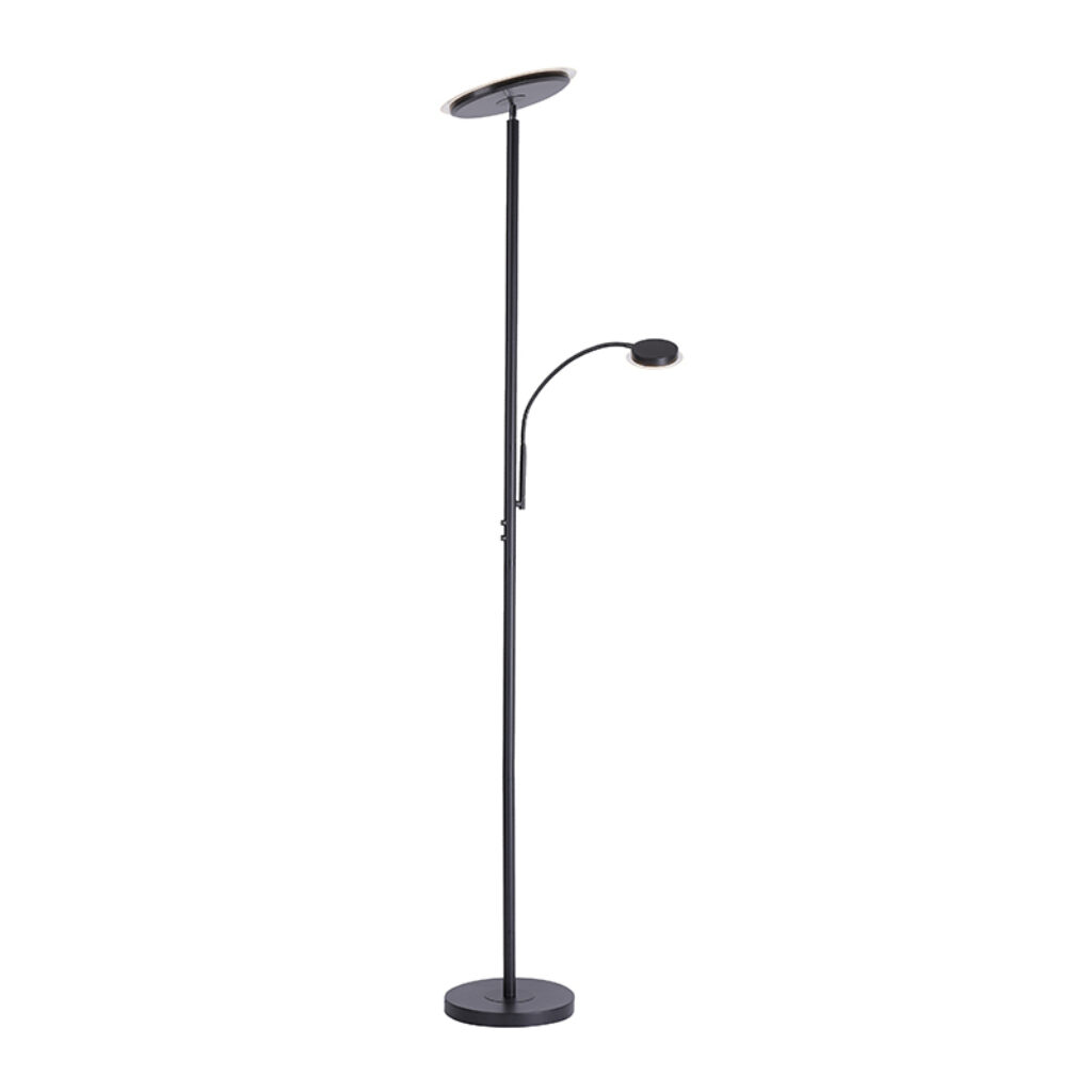 vloerlampen Design vloerlamp zwart met leesarm incl. LED Hanz Staal Zwart Vloerlamp is een tijdloze design geschikt voor in jouw Doordat hij gemaakt van staal