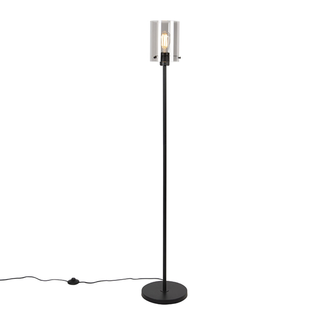 vloerlampen Design vloerlamp zwart met smoke glas Dome Staal Zwart Ben je op zoek naar een moderne eyecatcher in Dan is de echt iets voor Hij mooi afgewerkt en