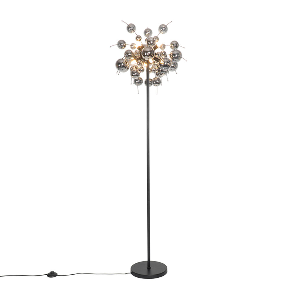 vloerlampen Design vloerlamp zwart met smoke glas Explode GlasStaal Zwart Ben je op zoek naar een eyecatcher voor in woonkamer eetkamer of Zoek dan niet is