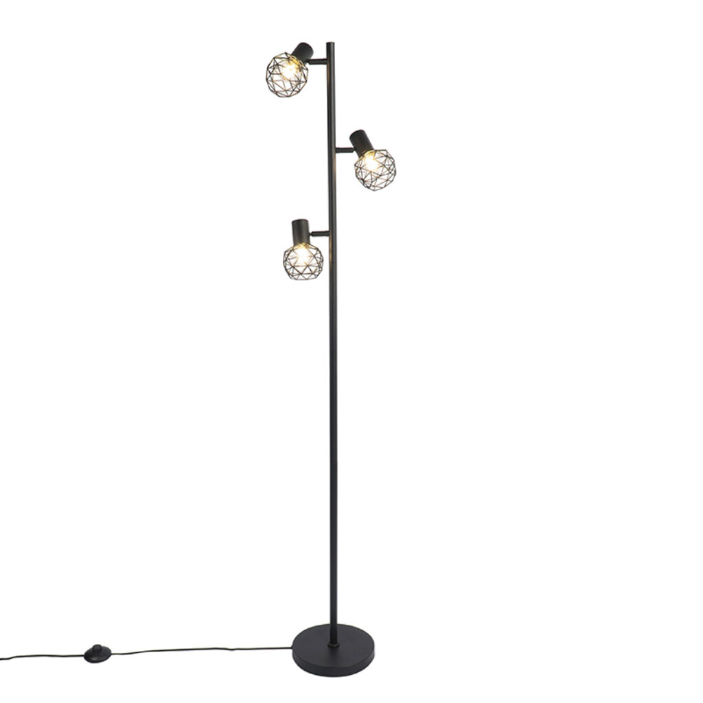 vloerlampen Design vloerlamp zwart verstelbaar Mesh Staal Zwart Een opvallende in huis onze De heeft hij helemaal dankzij het tijdloze zwarte armatuur en de