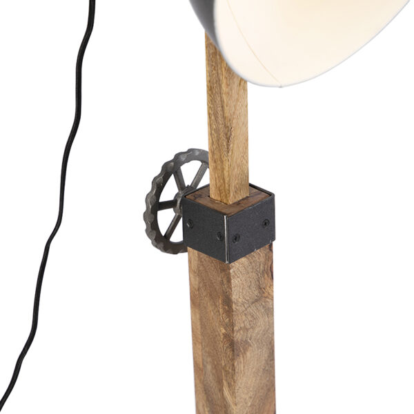 Industriele vloerlamp donkergrijs met mango hout - Mangoes - Afbeelding 2