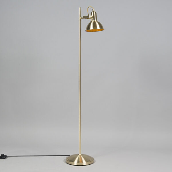 Industriele vloerlamp goud/messing 1-lichts - Tommy - Afbeelding 2