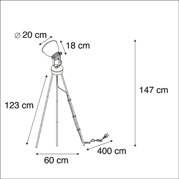 Industriele vloerlamp zwart - Frodo - Afbeelding 3