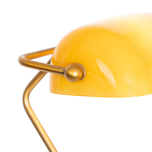 Klassieke notaris vloerlamp brons met amber glas - Banker - Afbeelding 2