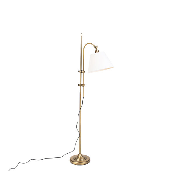 Klassieke vloerlamp brons met witte kap - Ashley - Afbeelding 2