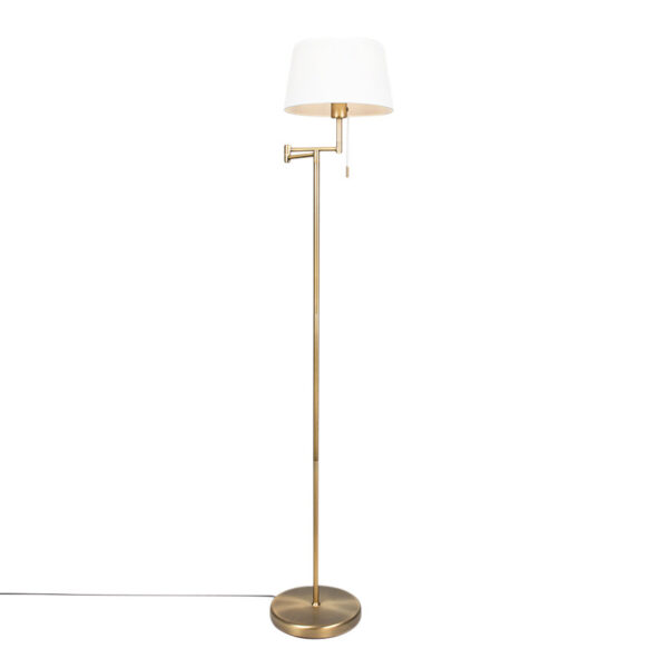Klassieke vloerlamp brons met witte kap verstelbaar - Ladas Fix - Afbeelding 2