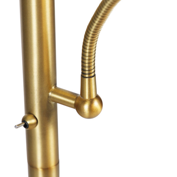 Klassieke vloerlamp brons stoffen kap wit met leeslamp - Retro - Afbeelding 2