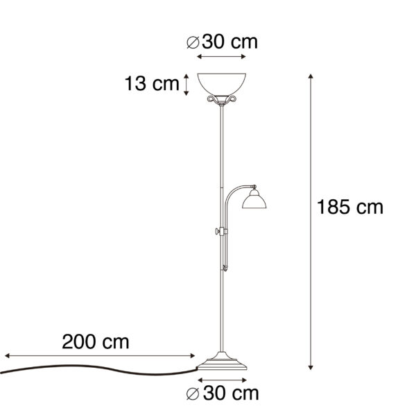 Klassieke vloerlamp bruin met leeslamp - Dallas - Afbeelding 3