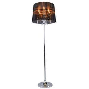vloerlampen Klassieke vloerlamp chroom met zwarte kap 5 GlasStofStaal Zwart Een klassiek ontwerp heeft 5. Royale als een soort van kroonluchter op standaard.
