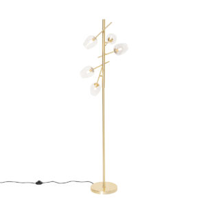vloerlampen Klassieke vloerlamp goud met glas Elien StaalGlas Een stijlvol en uniek design deze klassieke lamp die een mooie afwerking heeft armatuur glazen