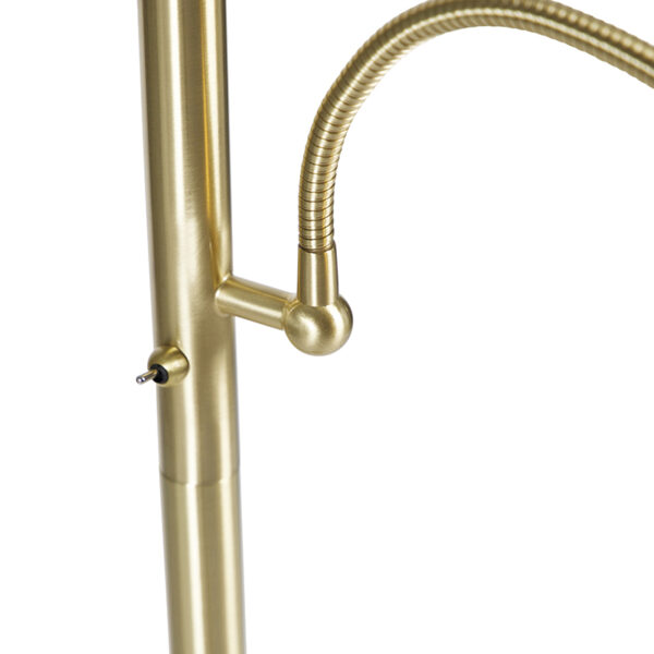 Klassieke vloerlamp goud stoffen kap zwart met leeslamp - Retro - Afbeelding 2