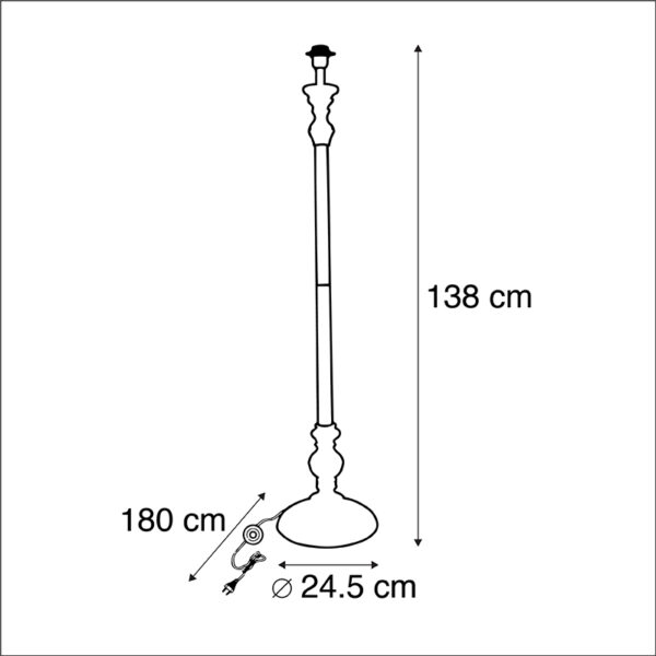 Klassieke vloerlamp grijs - Classico - Afbeelding 3