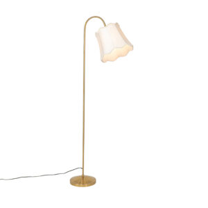 vloerlampen Klassieke vloerlamp messing met witte lampenkap Nona StofStaal Wit Chique een klassieke Houd jij van antieke touch in Dan is de lamp voor jou.