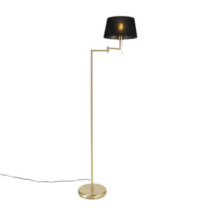 vloerlampen Klassieke vloerlamp messing met zwarte kap verstelbaar Ladas StaalStof Klaar om jouw interieur te verrijken een echte Dan is wat voor Deze prachtige