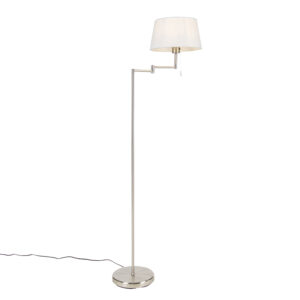 vloerlampen Klassieke vloerlamp staal met witte kap verstelbaar Ladas StaalStof Wit Klaar om jouw interieur te verrijken een echte Dan is wat voor Deze