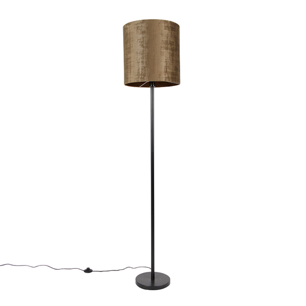vloerlampen Klassieke vloerlamp zwart kap bruin 40 cm Simplo StaalStof Bruin Een enorm tijdloze en gezellige dat is onze Simplo. Mooi afgewerkt met armatuur