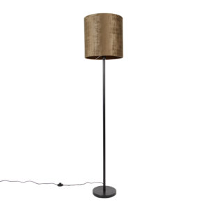 vloerlampen Klassieke vloerlamp zwart kap bruin 40 cm Simplo StaalStof Bruin Een enorm tijdloze en gezellige dat is onze Simplo. Mooi afgewerkt met armatuur