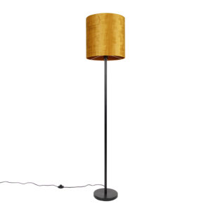 vloerlampen Klassieke vloerlamp zwart kap goud 40 cm Simplo StaalStof Een eyecatcher in je Dat haal huis met onze perfecte de woonkamer een leeshoek of