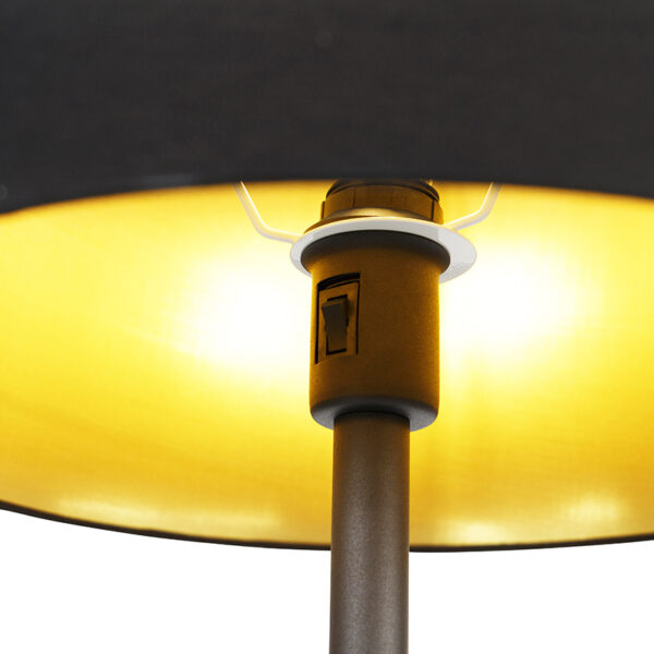 Klassieke vloerlamp zwart met goud en leeslampje - Retro - Afbeelding 2