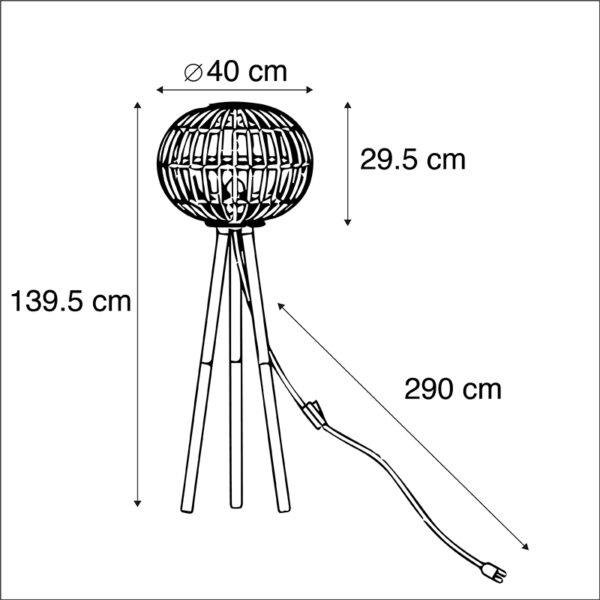 Landelijke vloerlamp bamboe - Canna - Afbeelding 3