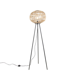 vloerlampen Landelijke vloerlamp bamboe Canna BamboeStaal Naturel Een sfeervolle eyecatcher in Deze is een landelijke gemaakt van combinatie met staal. De