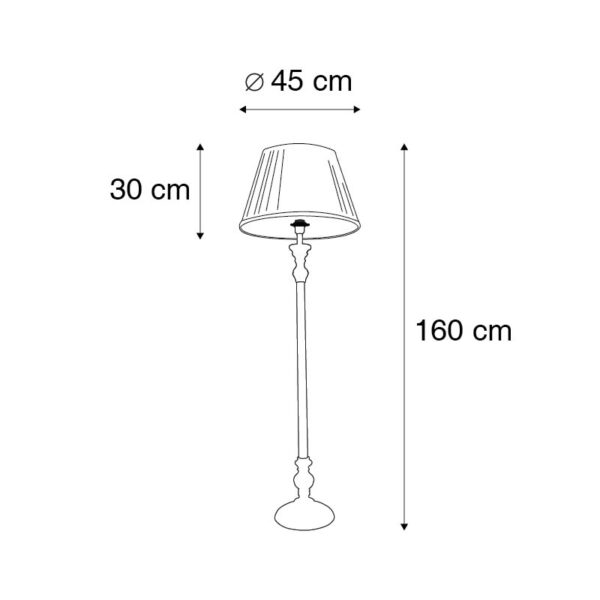 Landelijke vloerlamp grijs met witte plissé kap - Classico - Afbeelding 3