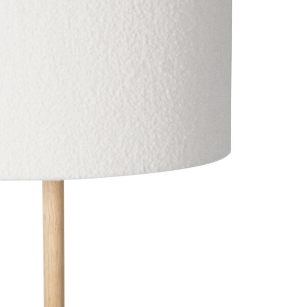 Landelijke vloerlamp hout met boucle kap wit - Mels - Afbeelding 2