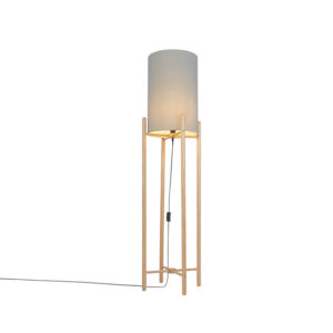 vloerlampen Landelijke vloerlamp hout met grijze kap Lengi HoutStof Grijs Haal rust en sfeer in huis de vloerlamp. Deze prachtige lamp rustige lichte kleuren
