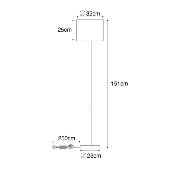 Landelijke vloerlamp hout met linnen kap beige 32 cm - Mels - Afbeelding 3
