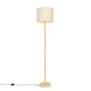 vloerlampen Landelijke vloerlamp hout met linnen kap beige 32 cm Mels HoutLinnen Beige Haal de natuur in huis deze landelijke gemaakt van linnen. brengt sfeer