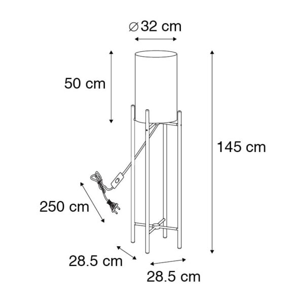 Landelijke vloerlamp hout met witte kap - Lengi - Afbeelding 3