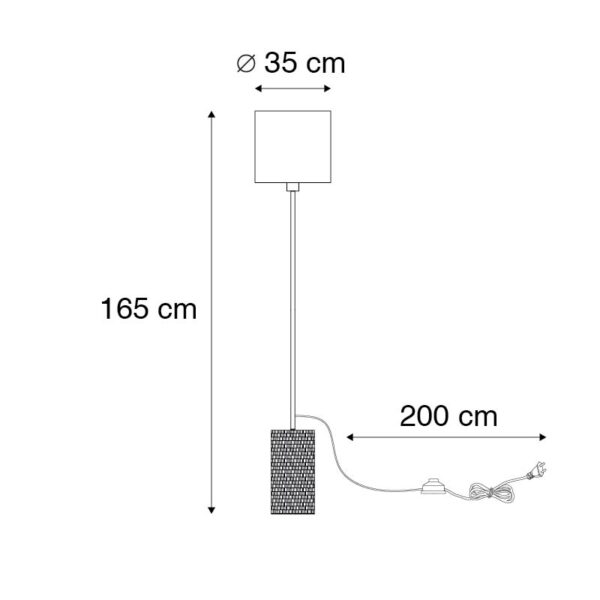 Landelijke vloerlamp hout met witte kap - Oriana - Afbeelding 3