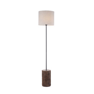 vloerlampen Landelijke vloerlamp hout met witte kap Oriana KunststofStaal Bruin Haal de landelijke sfeer in huis deze Hij is gemaakt van kunststof staal waarbij
