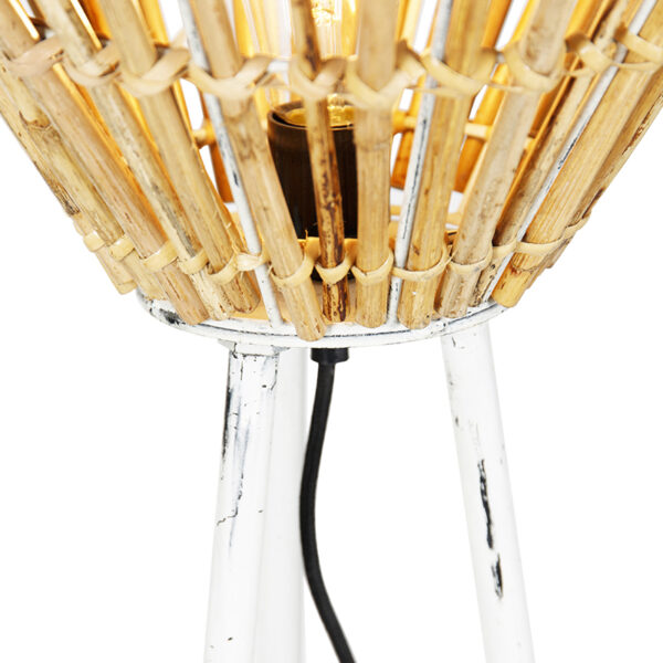 Landelijke vloerlamp tripod bamboe met wit - Canna Diamond - Afbeelding 2
