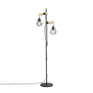 vloerlampen Landelijke vloerlamp zwart met hout Chon Staal Zwart Deze vrolijke is een echte toevoeging voor jouw interieur. Zijn combinatie van staal geeft hem