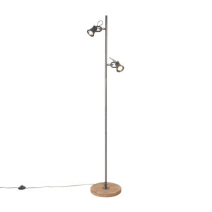 vloerlampen Landelijke vloerlamp zwart met hout Jelle StaalHout Zwart Kan jouw interieur wel een landelijke twist Met komt dat helemaal Zijn combinatie van